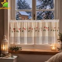 ราคา PIXELBYTE ผ้าม่านคาเฟ่, Sheer Voile ฝุ่น-Proof Floral Lace Curtains, Window Treatment Lace Trim Light Blocking ปักผ้าม่านร้านอาหาร (55364589700)
