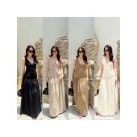 ราคา D2 งานป้าย Sometingelf Dress เดรสยาวคอวีแขนกุด สีพื้น สำหรับผู้หญิง เสื้อผ้าแฟชั่นผู้หญิง ไซส์ S-M (44328107271)
