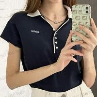 ราคา Idaho polo shirt deep blue with button ✨ เสื้อยืด โปโล คอปก สีดำ คอตตอน พรีออเดอร์10163 (25163285396)