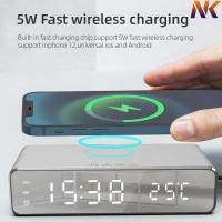 ราคา NK Wireless Charger Time นาฬิกาปลุก LED Digital Temperature หูฟังเครื่องชาร์จโทรศัพท์ Fast Charging Dock Station สําหรับ iPhone (24898354333)