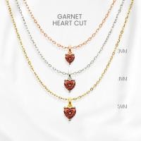 ราคา สร้อยคอโกเมนแท้ (Garnet) หัวใจมินิมอล เงินแท้ 925 ชุบทองคำขาว/ทอง /โรสโกลด์ จี้พลอย GEORGE Jewelry (48408150004)