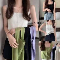 ราคา เสื้อครอปไหมพรมสายเดี่ยว ผ้าร่องคอเหลี่ยม แฟชั่นผ้าไหมพรมยืดหยุ่นได้ (20334880788)