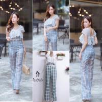 ราคา จั้มสูทขายาวแขนลูกไม้นิ่ม งานป้าย Love lady size M มือ 1 (3974950489)