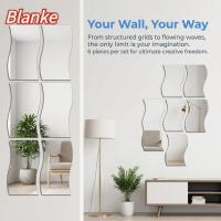 ราคา BLANKE 6PCS สติ๊กเกอร์กระจกติดผนัง,เงินอะคริลิคกระจกสติกเกอร์,ผสมกันน้ํา Wave Self กาวกระจกสติ๊กเกอร์ติดผนังห้องนั่งเล่น (45563816601)