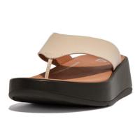 ราคา [FitFlop] Women F-Mode Leather Platform Cream Toe-Post Sandals (52813365982)