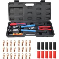 ราคา ICrim แบตเตอรี่สาย Lug Crimping ชุดเครื่องมือสําหรับทองแดง Lugs Awg 8-1/0,สายแบตเตอรี่ Crimper พร้อม Stripper 24pcs ทองแดงแบตเตอรี่ Lugs และ 10pcs ความร้อนหดท่อ, Include เครื่องตัดลวด (49665097125)