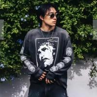 ราคา JM0R Saint OF Michael เสื้อยืดแขนสั้นพิมพ์ลายวินเทจทรงหลวมสําหรับผู้หญิง (53612822351)
