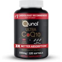 ราคา Qunol Ultra CoQ10 100mg, 3x Better Absorption, น้ําจดสิทธิบัตรและไขมันละลายน้ํา อาหารเสริมธรรมชาติรูปแบบโคเอ็นไซม์ Q10, สารต้านอนุมูลอิสระเพื่อสุขภาพหัวใจ, 120 Count Softgels O6BH (48964198266)
