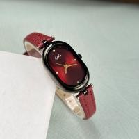 ราคา Gedi's new French vintage oval watch for women Elegant and minimalist leather strap quartz watch (24348002824)
