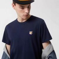 ราคา Maison Kitsune Classic Fox Head หัวสีเหลืองปักเสื้อยืดผู้ชายผู้หญิงสไตล์เดียวกันผ้าฝ้ายแท้คอกลมแขนสั้น (49514568310)