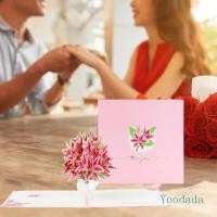 ราคา Yoo Rose Lily ดอกไม้ 3D สําหรับ Pop Up Rose Lily ดอกไม้การ์ดอวยพรการ์ดวันวาเลนไทน์พร้อมซองจดหมายสําหรับวันเกิด A (47264547680)