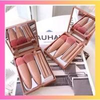 ราคา Make Up Brush Set Box 5 in 1 Portable Makeup Brush Holder Set With Mirror Brush (46853703545)