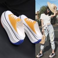 ราคา 2023 new 4+2cm รองเท้าส้นตึก ผ้าใบเสริมส้น 6 cm (11200945489)