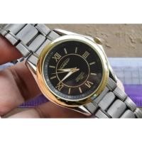 ราคา นาฬิกา Vintage มือสองญี่ปุ่น AUREOLE SOLAR ผู้ชาย ทรงกลม กรอบทอง หน้าดำ 40มม ตัวเรือนสแตนเลส (28715053510)