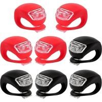 ราคา แพ็ค 8 ไฟจักรยาน LINISME Pram Light ซิลิโคนพร้อมแบตเตอรี่และฟังก์ชั่นแสง 3 ฟังก์ชั่น, ไฟเตือน LED กันน้ําอเนกประสงค์ไฟสกู๊ตเตอร์ไฟ LED กระเป๋าเป้สะพายหลัง (สีแดงและสีขาว Lig (56213369067)