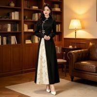 ราคา กี่เพ้า ชุดเดรสยาวแขนยาววินเทจชุดแขนยาว เค025 (44614946270)