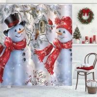ราคา คริสต์มาสฤดูหนาว Snowman ผ้าม่านอาบน้ํา Snowy Pine Tree สาขา Cardinal Xmas วันหยุดผ้าม่านอาบน้ําสําหรับห้องน้ํากันน้ําผ้าโพลีเอสเตอร์ผ้าม่านห้องน้ํา 72 x 72 นิ้ว 12 P (52311481512)