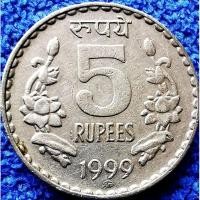 ราคา เหรียญ​อินเดีย​ India, 5​ Rupee(รุ่น​เก่า)​, #2134, ใช้แล้ว​ (17586683810)