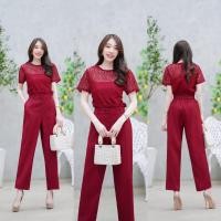ราคา งานเซตเสื้อลูกไม้ กางเกง ชุดเซตสีแดง ออกงาน ใส่เที่ยว ใส่ไปงานแต่ง งานเลี้ยง สวยมาก พร้อมส่ง (40626775489)