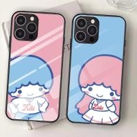ราคา T-19 Little Twin Stars เคสกระจกนิรภัยสําหรับ iPhone XS XR 16 15 X Plus Pro Max Case (45364218873)