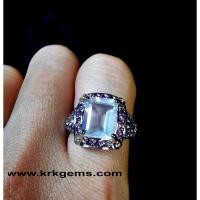 ราคา แหวนโรสควอตซ์ ROSE QUARTZ RHODOLITE 925 SILVER RING. (18789056737)