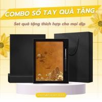 ราคา สมุดโน๊ตหรู คอมโบลายภูเขาและปกหนังพร้อมปากกาและถุงกระดาษเป็นของขวัญใหม่ (46760696573)