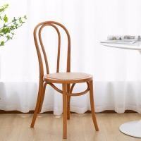 ราคา Nordic solid wood rattan dining chair backrest retro chair curved wood sauna dining chair creative dining chair (51903561906)