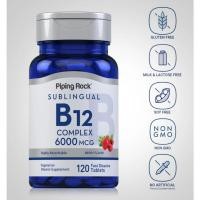 ราคา VITAMIN B12 COMPLEX SUBLINGUAL 6000 MCG 120 Fast Dissolve Tablets Berry Flavor Pipingrock (50411044376)