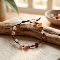 ราคา สร้อยข้อมือหินสีโทนอุ่น ถักเชือกเทียน งาน Handmade ฟรีไซต์ งานลูกปัดหินธรรมชาติ​ (52309852861)
