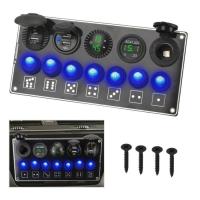ราคา Waterproof 7 Gang Switch Panel For Car Truck Boats RV Dual USB QC3.0 PD Port ON-Off Rocker Toggle B (40728835304)