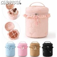 ราคา CANDYBO4F กระเป๋าเครื่องสําอาง, Quilted Heart Pattern Makeup Organizer Bag,แบ่งช่องพกพา Handle Nylon Toiletry Bag Daily Makeup Storage (45415041416)