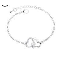 ราคา กำไลข้อมือแฟชั่น สร้อยข้อมือแฟชั่น สร้อยข้อมือหัวใจคู่ สร้อยข้อมือประดับเพชร #พร้อมส่ง (3219090561)