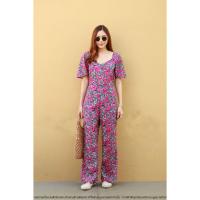 ราคา JS0085 จั๊มสูทขายาว จั๊มสูทลายดอก สาวอวบใส่ได้ (2198331996)