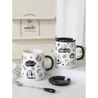 ราคา แก้วกาแฟ แก้วเซรามิค แก้วเซรามิกพร้อมฝาปิดช้อนคู่ถ้วยน้ําครัวเรือนดื่มถ้วยสํานักงานถ้วยกาแฟถ้วยนมอาหารเช้าถ้วย (40682158999)