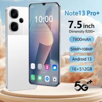 ราคา Smartphone Note13 Pro+ 16GB RAM+512GB ROM 7.5inch support 2 SIM card android 13.0 support bank APP cheap phone (47263786332)