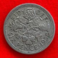 ราคา เหรียญอังกฤษ United Kingdom 6 pence ปี 1956 เหรียญ​ต่างประเทศ (25669238121)