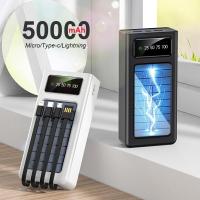 ราคา แบตเตอรี่สำรอง 50000mAh Solar Powerbank ตัว ไฟฉายไฟฉายแรงกันน้ำพร้อมจอแสดงผล LED การรับประกัน (29954879521)