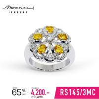 ราคา Memorine Jewelry แหวนเงินแท้ 925 ฝังแฟนซีแซฟไฟร์ : RS145/3MC (52608069142)