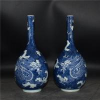 ราคา ราชวงศ์ชิง Kangxi Blue Earth Blue White Seawater Gentian แจกันแจกันมือวาดโบราณโบราณเก่าสินค้าโบราณ Porcelain วัตถุเก่า 3.25 (53907870315)