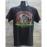 ราคา เสื้อยืด Dennis Rodman ลาย Sons of Anarchy เสื้อ Sons of Anarchy โลโก้ SAMCRO แ สีดำ TDO7131 (23789766731)