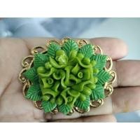 ราคา (118)เข็มกลัดดอกไม้สีเขียวงานมือสองญี่ปุ่น (55054644777)
