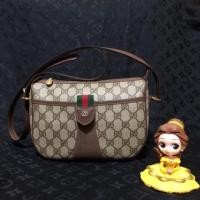 ราคา กระเป๋าGucci Vintage. Crossbody หนังแคนวาสมทอสองของแท้100% (2804499639)