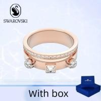 ราคา SWAROVSKI สวารอฟสกี้ (พร้อมกล่อง) ซื้อแหวนเครื่องประดับเงินแท้ คลาสสิก แฟชั่น เครื่องประดับคริสตัลสุภาพสตรีที่เรียบง่าย คริสตัลระทึก- แหวนคริสตัลเทียม (55513592411)