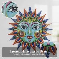 ราคา Sun Face Wall Art ง่ายต่อการแขวนรอบโลหะตกแต่งผนังสไตล์วินเทจ Radiant Halo Face ตกแต่งทาสี (47462412986)