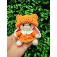 ราคา กระต่ายไหมพรม ตุ๊กตาถักแฮนด์เมด สีม่วง Crochet Bunny Amigurumi ของขวัญน่ารัก (49210691135)