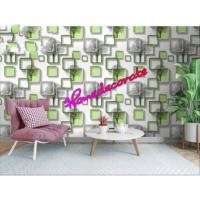 ราคา วอลเปเปอร์สติ๊กเกอร์ติดผนัง Wallpaper sticker decorate ลายกรอบเหลี่ยมสีเขียว (7735174570)