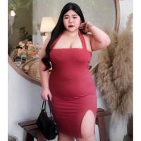 ราคา เดรสสาวอวบอ้วน ผ้าร่อง สีแดง (20580606941)