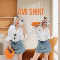 ราคา New ! เสื้อเชิ้ตสีขาว ปักหัวใจสีแดง งานเหมือนแบบ AMMI (40261912265)