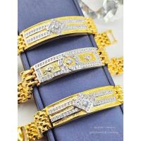 ราคา เลสข้อมือทองฝังเพขรcz นน5 บาท หุัมทอง 5ไมครอน (16153784314)