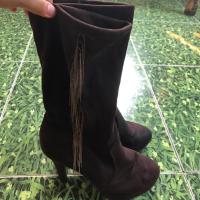 ราคา รองเท้าบูทหนังกลับสีน้ำตาลมือ2(37) (7324471858)